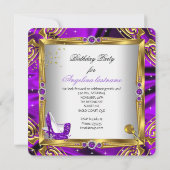 Glitter Paarse hoge hiel-schoenen Goudwitte zijde Kaart (Achterkant)