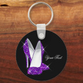 Glitter Paarse hoge hiel-schoenen Sleutelhanger (Voorkant)