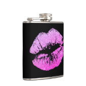 Glitter Paarse lips voor meisjes - Aangepaste kolf Heupfles (Rechts)