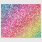 Glitter Paarse roze gele kleurige regenboog Cadeaupapier (Vlak)