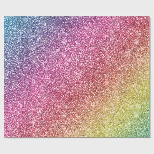 Glitter Paarse roze gele kleurige regenboog Cadeaupapier (Vlak)