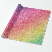 Glitter Paarse roze gele kleurige regenboog Cadeaupapier (Uitgerold)