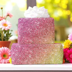 Glitter Paarse roze gele kleurige regenboog Cadeaupapier