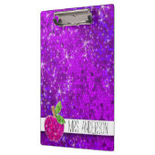 Glitter Paarse roze leraren Apple Classroom naam Klembord (Links)