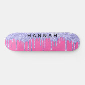 Glitter Paarse schijven Aangepast warm roze Persoonlijk Skateboard (Horizontaal)