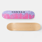 Glitter Paarse schijven Aangepast warm roze Persoonlijk Skateboard (Horizontaal)