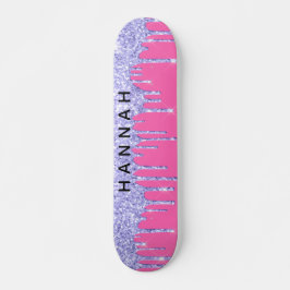 Glitter Paarse schijven Aangepast warm roze Persoonlijk Skateboard