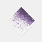 Glitter Paarse & Silver Confetti Custom Paper Servet (Hoek)