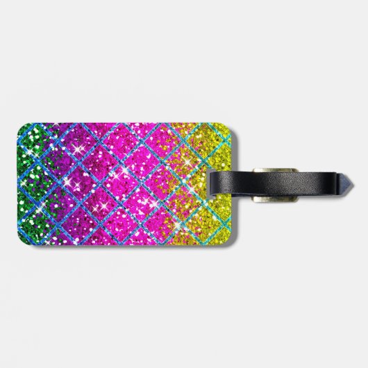 Glitter Paarse Snakeskin Bagagelabel (Achterkant horizontaal)