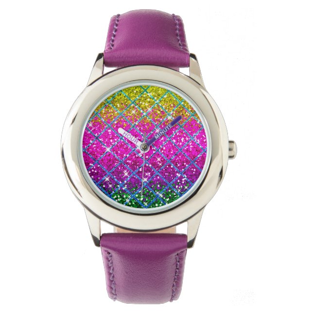 Glitter Paarse Snakeskin Horloge (Voorkant)