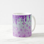 Glitter Paarse Snowflakes Design Coffee Mok Cup (Voorkant rechts)