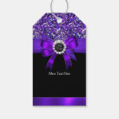 Glitter Paarse strik zwart parel juweel Cadeaulabel (Achterkant)