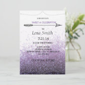 Glitter Paarse Sweet 16 / Cocktailparty Uitnodigin Kaart (Staand voorkant)