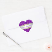 Glitter Paarse Verjaardagsfeestje Gouden Jewel Dia Hart Sticker (Envelop)