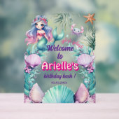 Glitter Paarse zeemeermin verjaardag Acryl Bord (Neutraal)