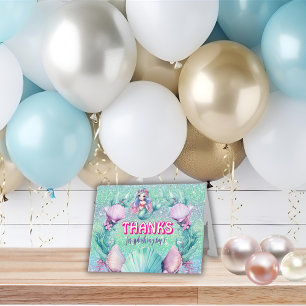 Glitter Paarse Zeemeermin verjaardag Bedankkaart