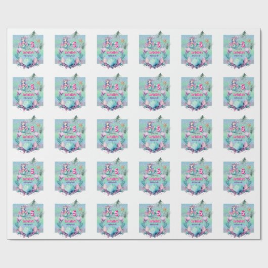 Glitter Paarse zeemeermin verjaardag Cadeaupapier (Vlak)