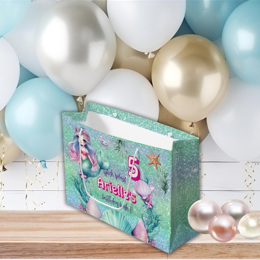 Glitter Paarse zeemeermin verjaardag Groot Cadeauzakje