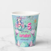Glitter Paarse zeemeermin verjaardag Papieren Bekers (Voorkant)
