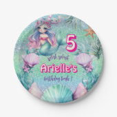 Glitter Paarse zeemeermin verjaardag Papieren Bordje (Voorkant)