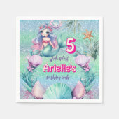 Glitter Paarse zeemeermin verjaardag Servet (Voorkant)