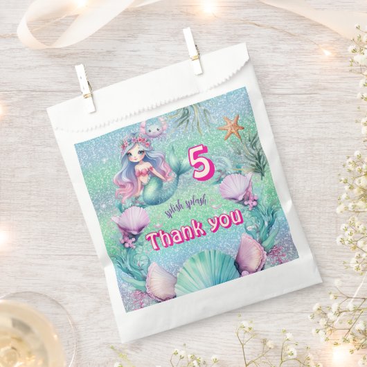 Glitter paarse zeemeermin verjaardagsgunst Tassen Bedankzakje (Geknipt)