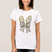 Glitter Paashaas Oren met Coquette Bow T-shirt (Voorkant)