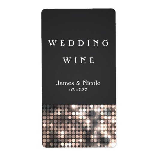Glitter Pailletten Glam Bruiloft Wijnlabels Etiket (Voorkant)