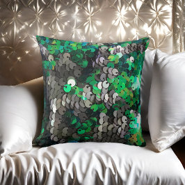 Glitter pailletten groen grijs sparkle zwart glam kussen