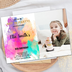 Glitter Paint Birthday Invitations met foto Kaart