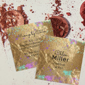 Glitter Paint Splatter Makeup Artiest Gold Metalli Vierkante Visitekaartje