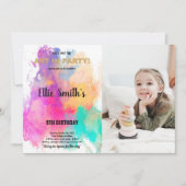 Glitter Paint Verjaardag Uitnodiging met Foto (Voorkant)