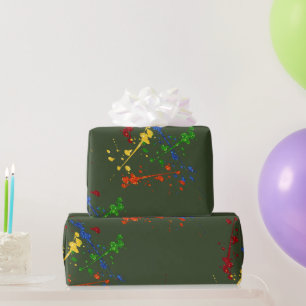 Glitter Paintball Feest Paint Splatter Cadeaupapier