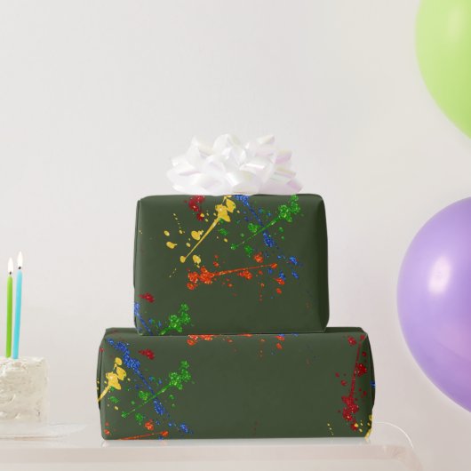 Glitter Paintball Feest Paint Splatter Cadeaupapier (Feestgeschenken)
