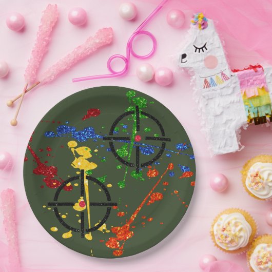 Glitter Paintball Party - Doelstellingen voor papi Papieren Bordje (Feest)