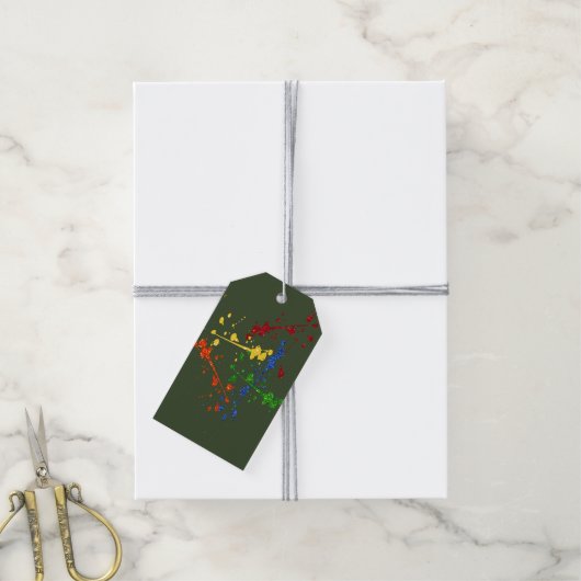 Glitter Paintball Party Paint Splatter Cadeaulabel (Met Touw)
