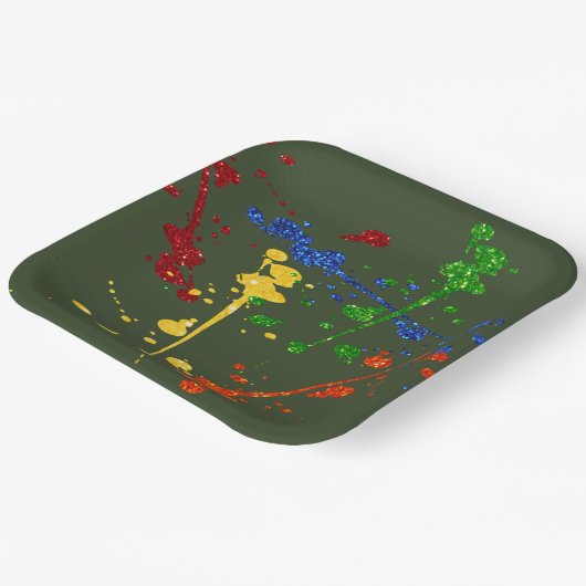 Glitter Paintball Party Paint Splatter Papieren Bordje (Gebogen)