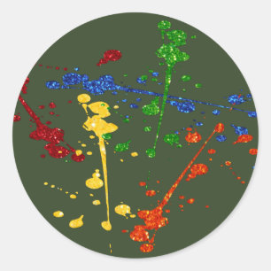 Glitter Paintball Party Paint Splatter Ronde Sticker