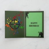 Glitter Paintball Theme Name & Age Birthday Kaart (Binnen)