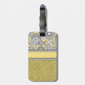 Glitter Paisley Rhinestone Print Patroon Bagagelabel (Achterkant verticaal)