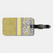 Glitter Paisley Rhinestone Print Patroon Bagagelabel (Achterkant horizontaal)