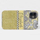 Glitter Paisley Rhinestone Print Patroon Case-Mate iPhone Case (Achterkant (horizontaal))