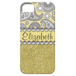 Glitter Paisley Rhinestone Print Patroon iPhone 11 Hoesje