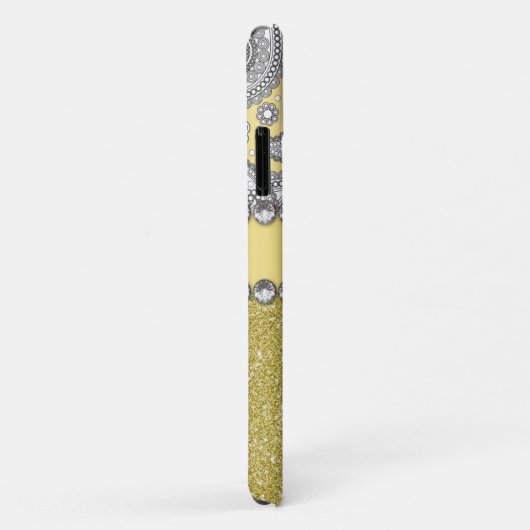 Glitter Paisley Rhinestone Print Patroon Case-Mate iPhone Case (Achterkant/rechts)