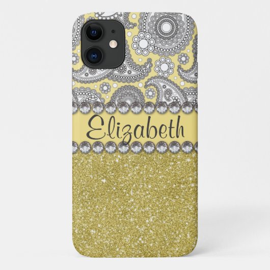 Glitter Paisley Rhinestone Print Patroon Case-Mate iPhone Case (Achterkant)