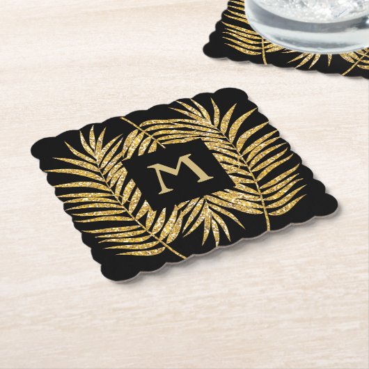 Glitter Palm Fronds Kartonnen Onderzetters (Gebogen)