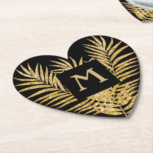 Glitter Palm Fronds Kartonnen Onderzetters (Gekanteld)