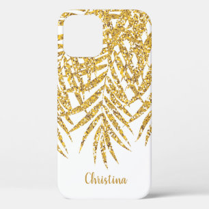 Glitter Palm Fronds Name Persoonlijk wit Case-Mate iPhone Case