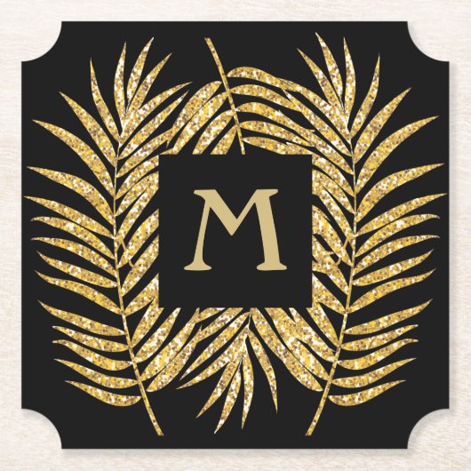 Glitter Palm Tree TICKET vorm Kartonnen Onderzetters (Voorkant)