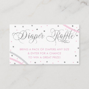 Glitter & Parels Luier Raffle Ticket, Roze Grijs Visitekaartje